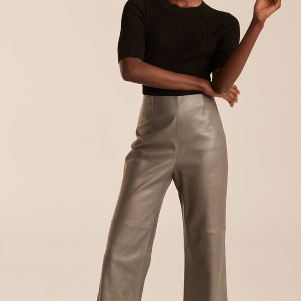 NWT Rebecca Taylor Cropped Leather Ankle Pants size 8